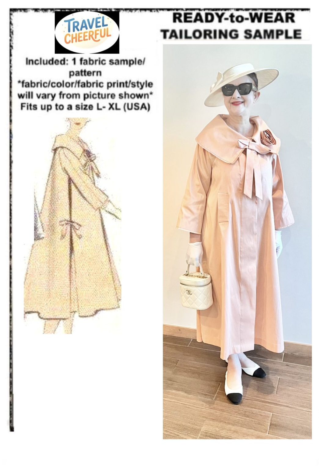 Peach raw silk coatdress