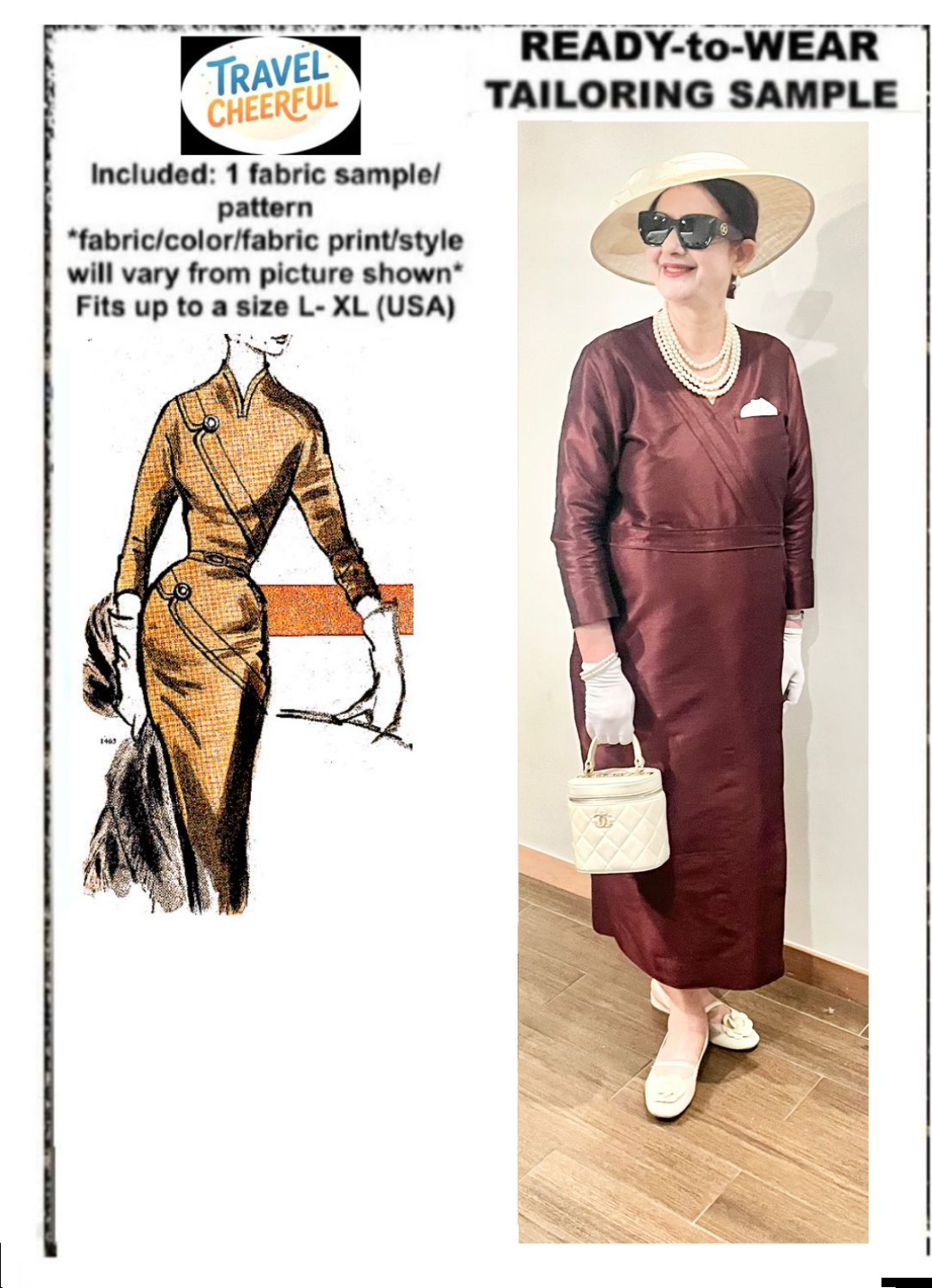 Striped burgundy raw silk coatdress