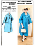 Blue raw silk coat-dress