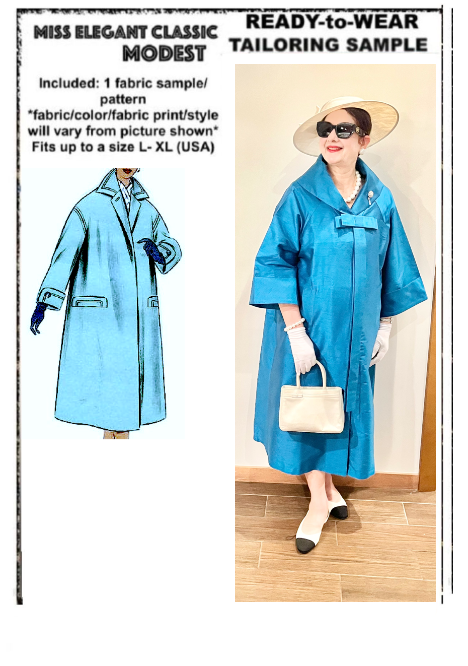 Blue raw silk coat-dress