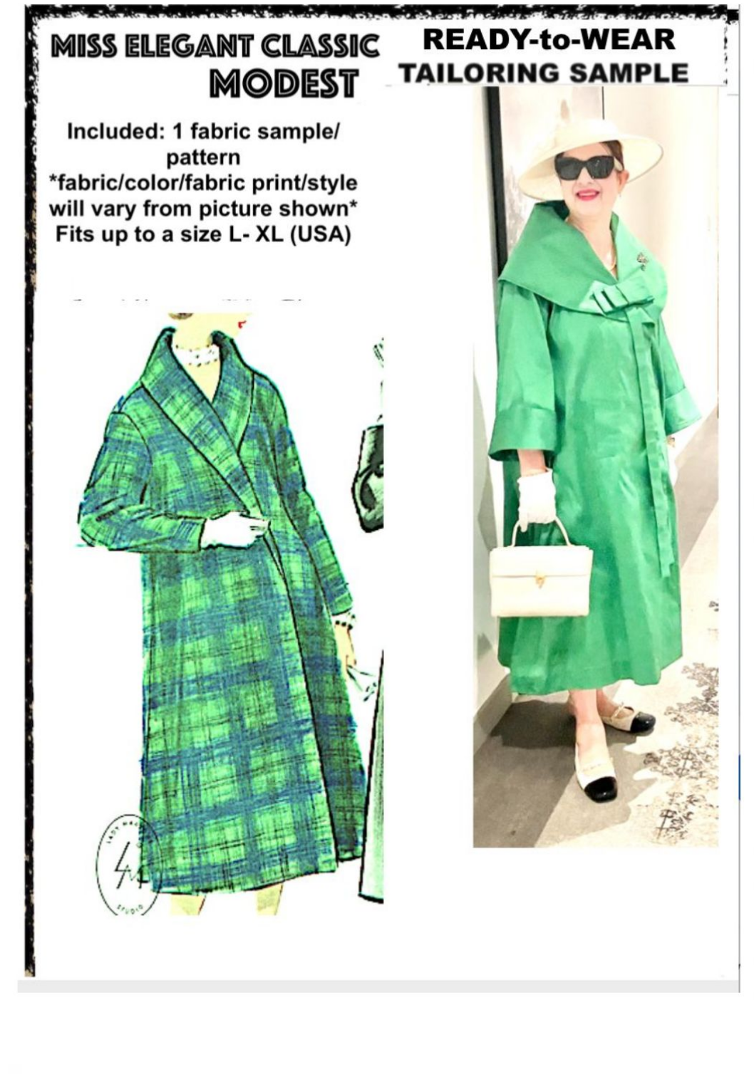Green raw silk coatdress