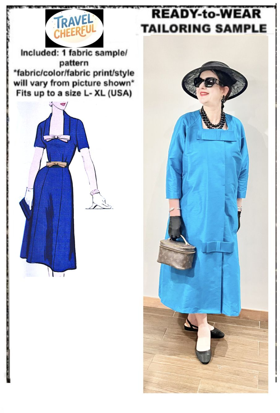 Square neck blue coatdress