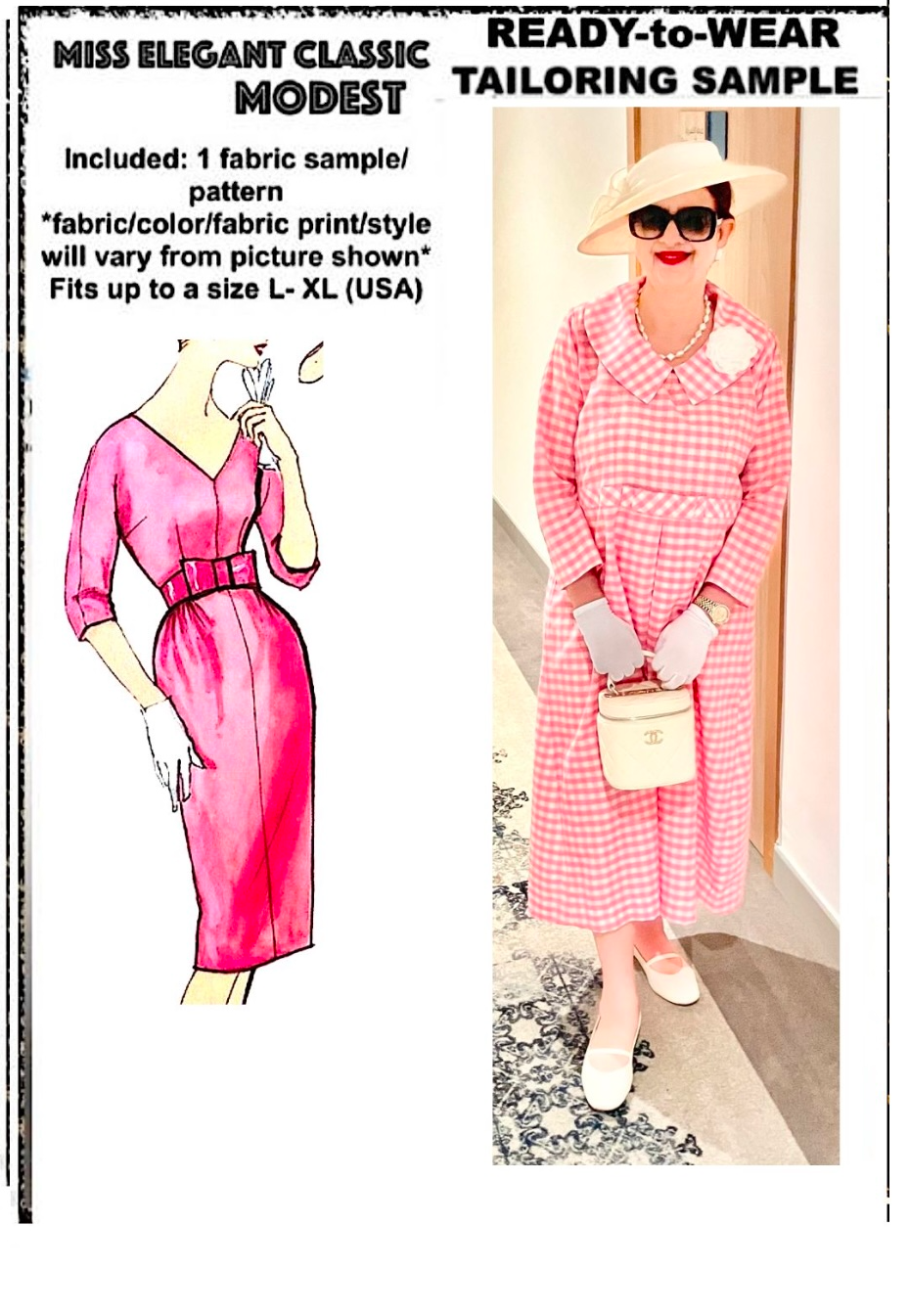 Pink gingham polycotton dress