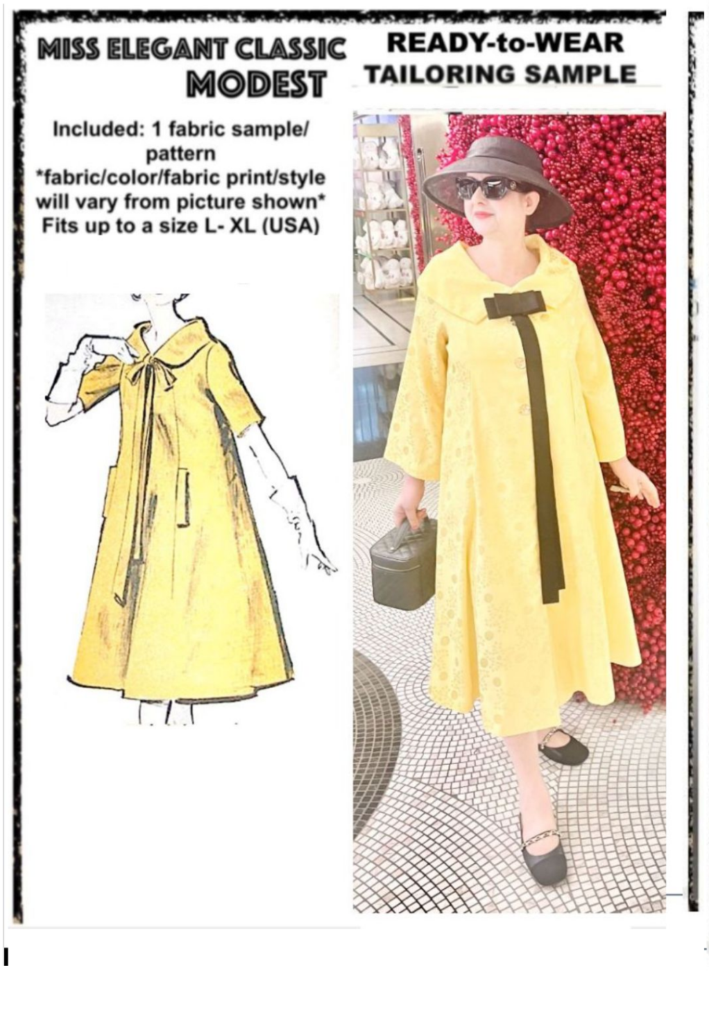 Yellow Silk/Satin coat-dress